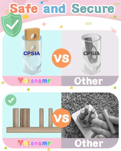 Miniatura 5 de Yetonamr - Juguetes Montessori para niñas y niños pequeños de 1 a 3 años de edad, juguetes sensoriales de madera para actividades de aprendizaje