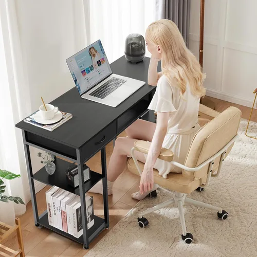 Miniatura 2 de Sweetcrispy Escritorio para juegos de computadora con cajones, 48 pulgadas, para oficina en casa, dormitorio, escritura, estudio, mesa de PC