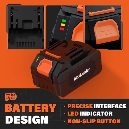 Miniatura 3 de MAXLANDER Batería de repuesto de litio de 4.0 Ah, batería recargable de gran capacidad de 20 V con pantalla de alimentación para herramientas