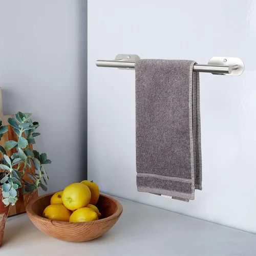 Miniatura 4 de TocTen Toallero de baño autoadhesivo, toallero para baño, soporte para toallas de baño de acero inoxidable a prueba de óxido, sin daños, barra