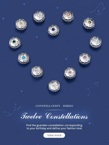 Miniatura 6 de FAEFASH - Abalorio para pulsera de plata de ley 925 con forma de estrella, 12 constelación de horóscopo para pulsera Pandora, cumpleaños para mujer