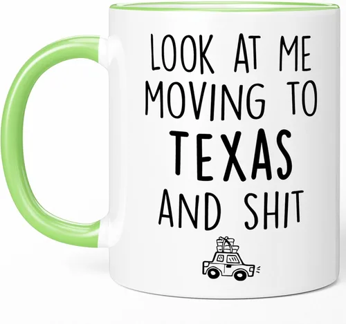 Miniatura 10 de Sweet & Salty Taza con texto en inglés «Look at Me Moving to Texas», regalos de bienvenida a Texas, regalo divertido para amigos que se mudan fuera
