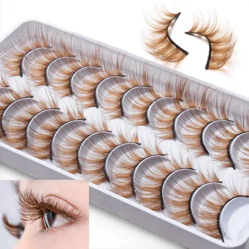 Miniatura 16 de Pestañas Postizas Blancas de Halloween Herramientas de Extensión de Pestañas Blancas para Ojos Anime Cosplay Maquillaje de Aspecto Natural Pestañas