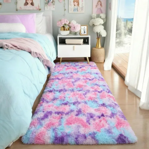 Miniatura 13 de PAGISOFE Alfombras esponjosas de dormitorio de 4 x 6 pies, color negro, alfombra moderna para sala de estar, alfombra lanuda para interiores