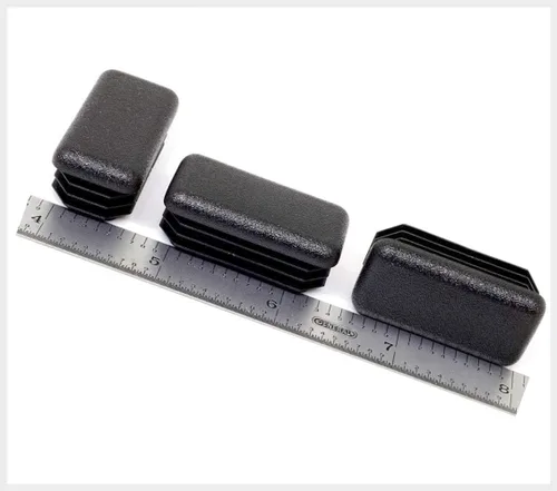 Paquete de 4 tubos rectangulares de ¾ "x 1 ½" (14-20 Ga) Tubos de acabado de plástico negro Tapón de extremo Inserto de orificio (para ID: Longitud