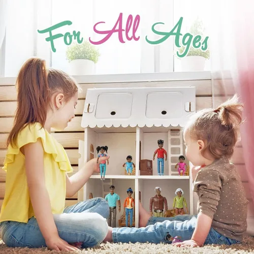 Miniatura 2 de Beverly Hills Doll Collection Sweet Li'l Family African American Dollhouse People - Juego de 9 figuras de acción para abuelo, abuela, mamá, papá