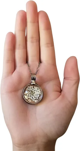Miniatura 10 de Queen Anne's - Collar de encaje con colgante de flor prensada real en cristal hecho a mano, joyería de flores silvestres, collares de encaje