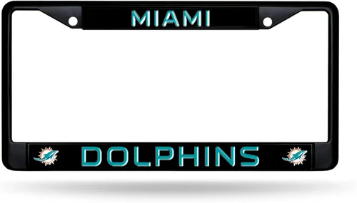 Miniatura 35 de Rico Industries Marco cromado negro primario de fútbol americano de la NFL con inserciones de plástico de 12" x 6" accesorio para automóvil/camión