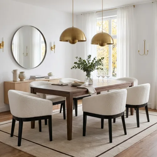 Miniatura 18 de RIVOVA Juego de 2 Sillas de Comedor Beige de Mediados de Siglo Modernas Sillas de Comedor Tapizadas en Lino Sillas de Cocina y Comedor con Respaldo