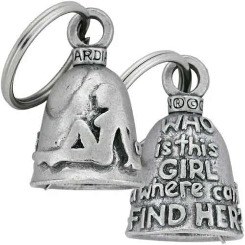 Barro Flap Girl Guardian Spirit Bell Motocicleta Biker Luck Riding Bell o Llavero