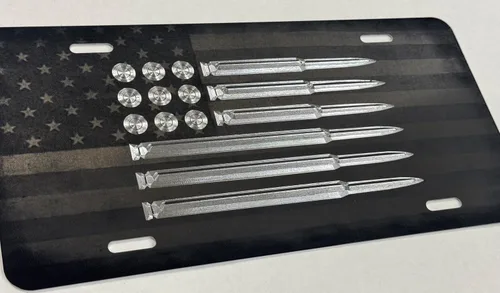 Miniatura 6 de Combo Laser & Diamond Etched - Placa de matrícula delantera con diseño de bandera de EE. UU