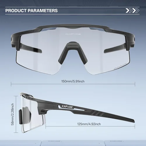 Miniatura 5 de KAPVOE Gafas de sol de ciclismo fotocromáticas para bicicleta de montaña, transparentes, MTB en bicicleta, equitación, béisbol, correr, golf