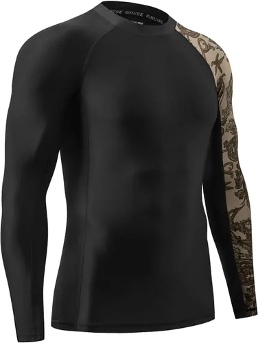 Miniatura 3 de HUGE SPORTS Camiseta de protección contra erupciones de manga larga para hombre UPF 50+ con protección UV, de secado rápido, con costuras de Bosque