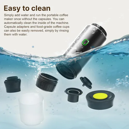 Miniatura 4 de Cafetera portátil, cafetera eléctrica inalámbrica 3 en 1, funciona con cápsulas y café molido, cafetera fría y calefacción con taza de 5.1 fl oz