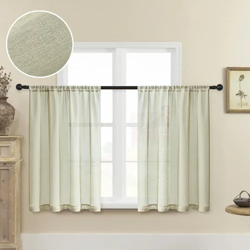 Miniatura 24 de MRTREES Cortinas transparentes de Aqua Blue, para cocina, de 36 pulgadas de longitud, cortinas transparentes de gasa con filtro de luz, cortinas