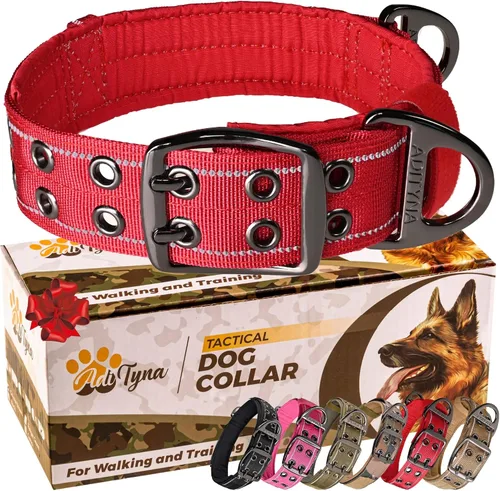 Miniatura 20 de ADITYNA Collar de perro resistente para perros grandes, collar naranja reflectante con asa para entrenar y caminar, ancho, grueso, táctico