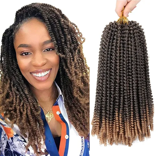 Miniatura 40 de Paquete de 2 cabello para trenzas en espiral de 8 pulgadas, cabello Spring Twist para rastas falsas, rastas de mariposa, cabello para trenzas, fibra