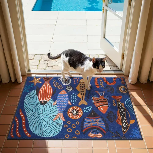 Miniatura 72 de jinchan Alfombra a rayas de 2 x 3 para entrada, alfombra de cocina, tapete pequeño, antideslizante, ligero, de bajo perfil, decoración para entrada