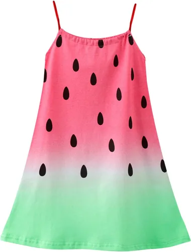 Miniatura 5 de HILEELANG Vestido de verano para niña, sin mangas, de algodón, casual, con tirantes delgados, camiseta de jersey, vestido de playa fresco