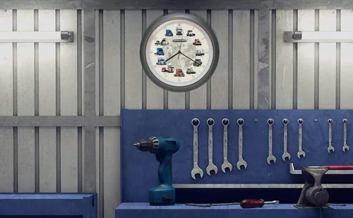 Miniatura 4 de Mark Feldstein & Associates Freightliner Trucks Gunmetal Silver - Reloj de pared colgante con sonido de 13 pulgadas
