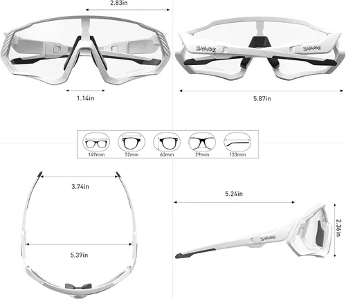 Miniatura 5 de KAPVOE Gafas de ciclismo fotocromáticas para hombres y mujeres, gafas de sol para bicicleta de montaña MTB, para bicicleta de montaña Clear - K9408