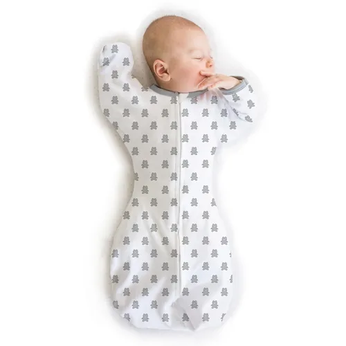 Miniatura 14 de Amazing Baby - Saco de transición para envolver al bebé, mangas de media longitud con brazos hacia arriba y puños de mitones, manta portátil para En