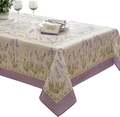 Miniatura 8 de Home Bargains Plus Provence - Juego de 8 servilletas cuadradas, estampado floral de campo de lilas Blanchard, resistentes a las arrugas y a