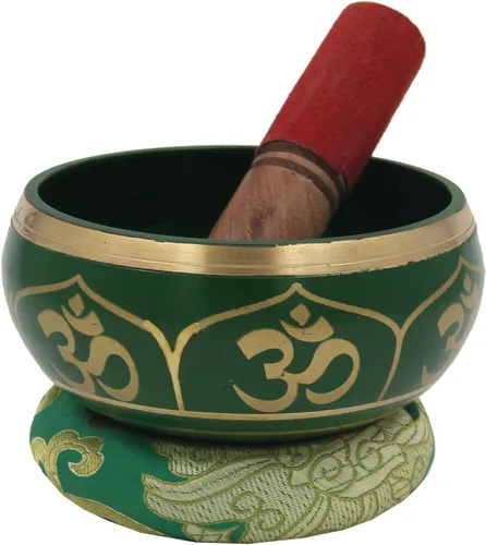 Miniatura 9 de DharmaObjects - cuenco para cantar el Om de la paz, para meditación relajante de yoga. Juego de almohadilla de seda, juego de martillo de Negro