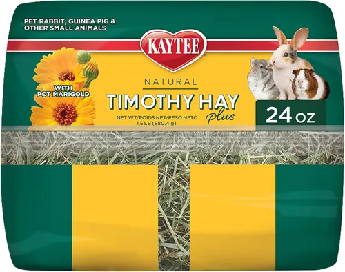 Miniatura 8 de Kaytee All Natural Timothy Hay Plus caléndulas para conejillos de indias, conejos y otros animales pequeños, 24 onzas