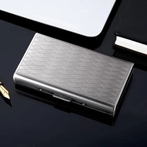 Miniatura 7 de Goshentech Estuche de metal retro con diseño espacial de pastillas, capacidad de 14, plata antigua chapada en metal, doble cara, caja de tarjeta