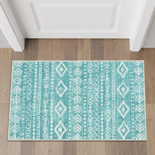 Miniatura 39 de Lahome Alfombra bohemia marroquí para entrada, lavable, de 2 x 3 pies, color gris y blanco, antideslizante, ultra fina, suave, rústica con estampado