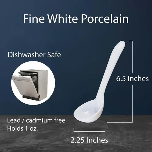 Miniatura 5 de HIC Kitchen Cucharón para salsa, porcelana fina, 1 onza, juego de 2