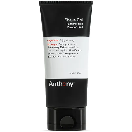 Anthony Gel de afeitado para pieles sensibles, crema de afeitar calmante y sin espuma para hombres y mujeres. Con cuentas de aloe vera, extracto de