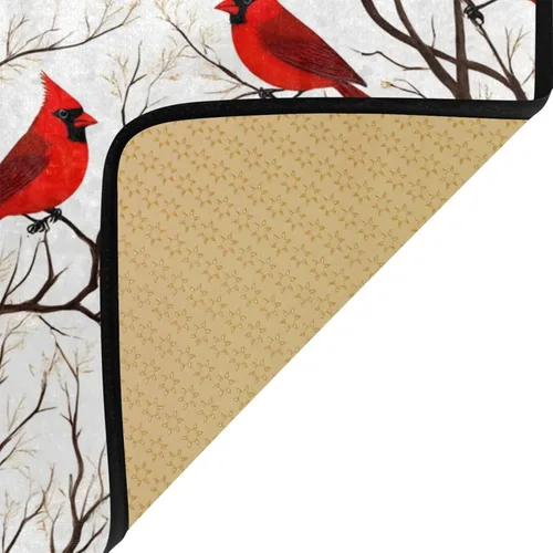 Miniatura 6 de Northen - Alfombra de cocina con ramas de cardenales rojos, antifatiga, para Navidad, invierno, Navidad, decorativo, antideslizante, lavable