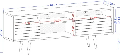 Miniatura 3 de Manhattan Comfort Liberty Collection - Soporte de TV moderno de mediados de siglo con un armario y dos estantes abiertos con patas abiertas, Madera
