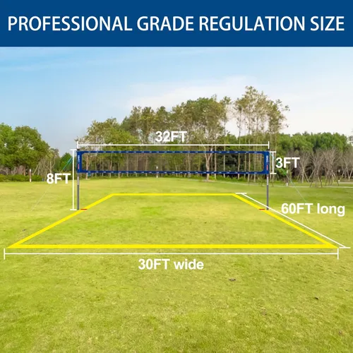 Miniatura 7 de Juego de red profesional de voleibol resistente para patio trasero al aire libre portátil con postes de puntuación de altura ajustable de aluminio