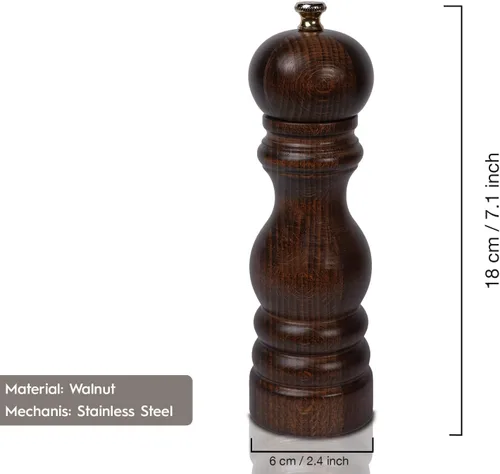 Miniatura 2 de Molino de mano de sal de madera color nogal 7.1 in-7.08 pulgadas Marrón oscuro