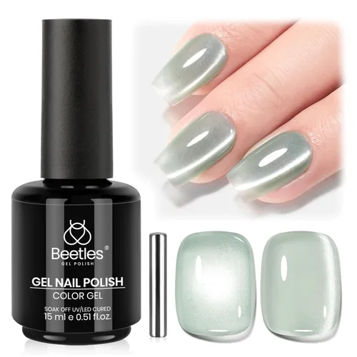 Miniatura 16 de Beetles - Esmalte de uñas de gel ultravioleta semipermanente sin HEMA de alto brillo para manicura francesa y arte de uñas, frasco a juego, blanco