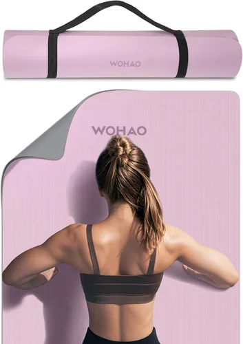 Miniatura 8 de Tapete de yoga extra grueso de 0.315 pulgadas, 72 x 28 pulgadas, tapete de ejercicio antideslizante, reversible de 2 lados de doble
