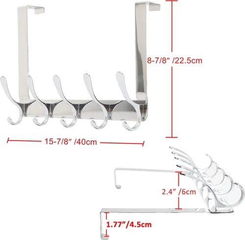 Miniatura 4 de SKOLOO Gancho para colgar sobre la puerta, ganchos para colgar ropa, toallas, abrigos, sombreros, gancho para toallas sobre la puerta, paquete de 2