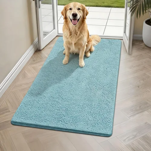 Miniatura 21 de Bcoimo Tapete súper absorbente para puerta de perro, 30 x 20 pulgadas, tapete antideslizante para patas fangosas, alfombras para mascotas para patas