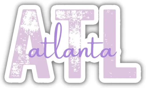 ATL Atlanta Airport Code Travel Sticker, Multiple Colors, Vinyl Laptop Water Bottle Planner Journal, Places I've Been, Luggage Georgia Decal (Purple)