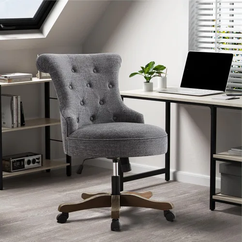 HUIMO Silla de oficina en casa, silla de escritorio tapizada sin brazos con ruedas, altura ajustable, silla de escritorio para computadora con patas