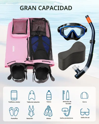 Miniatura 4 de WANDF Mochila de Malla con Cordón para Natación, con Bolsillo para Artículos Húmedos, para Natación, Gimnasio y Equipo de Entrenamiento Rosa