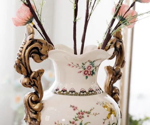 Miniatura 5 de Magcolor Jarrón de cerámica blanca de mesa alta para flores de hierba de pampas, 16.1 pulgadas de alto, diseño único jarrón de cerámica agrietada