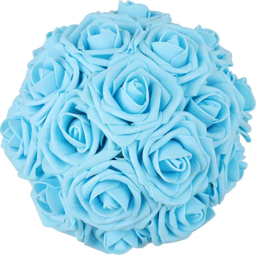 Miniatura 9 de 50 piezas Flores Artificiales, Rosas de Espuma Artificiales de Tacto Real Decoración Bricolaje para Boda Dama de Honor Ramo Nupcial Centros de Mesa