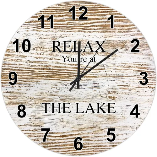 Miniatura 36 de UFunhome Reloj de pared de granja Lake Relax You're at The Lake Silent Non-Ticking Vintage Country reloj de grano de madera a pilas para el hogar