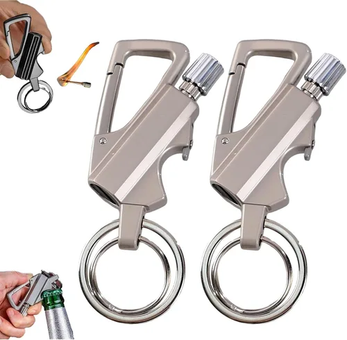 Miniatura 4 de Encendedor infinito permanente, encendedor de llavero con abrebotellas multiherramienta, impermeable y reutilizable, resistente al viento para Negro