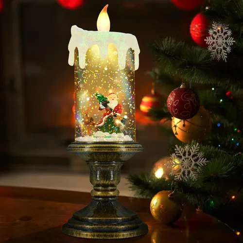 Miniatura 2 de Velas sin llama AOMIL de Navidad, velas sin llama parpadeantes con temporizador, velas LED de Navidad operadas por batería, luz de vela de muñeco