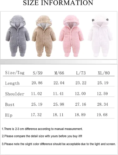 Miniatura 6 de XMWEALTHY Ropa unisex para bebé abrigos de invierno lindo overol para recién nacido traje de nieve registro para artículos esenciales del bebé
